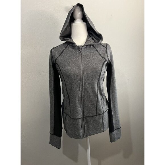 Gottex Athletic Jacket Women Large Mesh Sleeve Gray Pockets Hooded - Picture 1 of 10